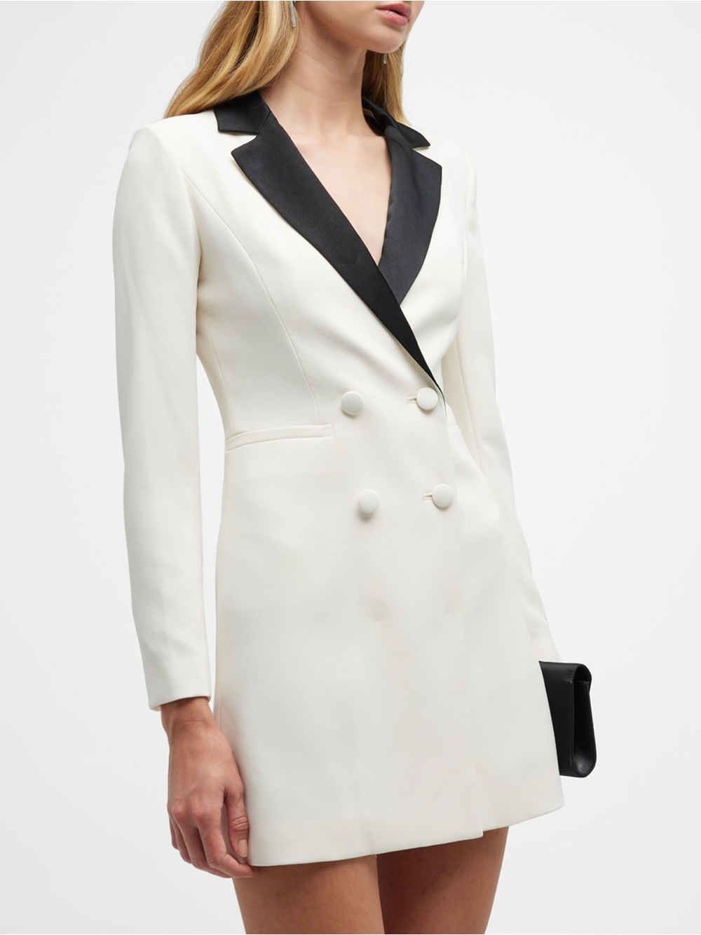 Alice + Olivia Kryie Tuxedo Mini Dress in White size S